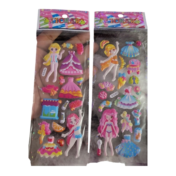 2 Packs 3D Cartoon Dress-Up Girl Puffy Stickers Adorable PVC Bubbles for Kids - Picture 15 of 15